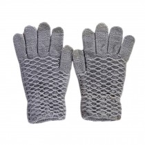 Women Touch Screen Winter Gloves Knitting Full Finger Gloves, Gray