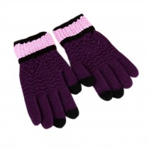 Women  Winter Gloves Touch Screen Knitting Full Finger Gloves, Purple