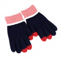 Women  Winter Gloves Touch Screen Knitting Full Finger Gloves, Navy