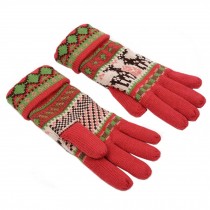 Women's Winter/fall Warm Lovely fawn Knitting Finger Gloves,Red