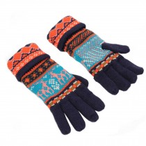 Women's Winter/fall Warm Lovely fawn Knitting Finger Gloves,Navy