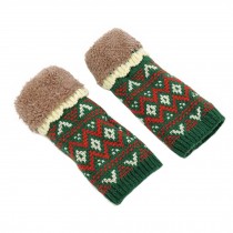 Women's Winter/fall Warm Knitting Half Gloves Keyboard Gloves,Green