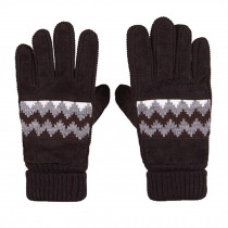 Men's Winter Warm Pigskin Knitting Power Ripple Fingers Gloves,Brown
