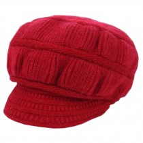 Fashionable Female Winter Keep Warm Knit Benn Wool Cap Outdoor Cycling Cap Red