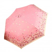 Summer/Rainy Day Protector 3 folding umbrella Anti-UV Sun Umbrella Flowers Pink