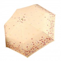 Summer/Rainy Day Protector 3 folding umbrella Anti-UV Sun Umbrella Flowers White