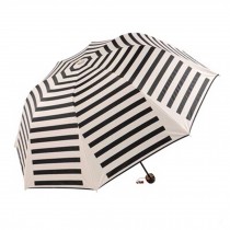 Naval Stripe Three Folding Umbrella UV Protection Sun Umbrella,Black