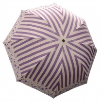 Women's Striped Three Folding Umbrella UV Protection Sun Umbrella,Purple