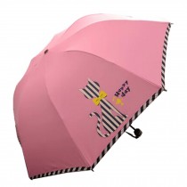 Lovely Cat Three Folding Umbrella UV Protection Sun Umbrella,Pink