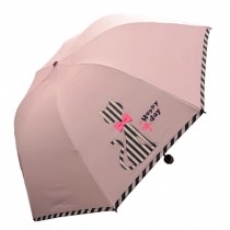 Lovely Cat Three Folding Umbrella UV Protection Sun Umbrella,Light Pink