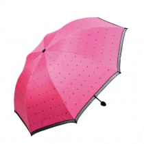 Outdoor Use Lovely Dandelion Patterns Foldable Umbrella, Rose Red