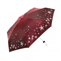 Convenient Lightweight Compact Star Umbrella Easy Carrying Travel Red Umbrella