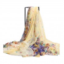 Womens Emulation Silk Chinese Chiffon Shawl Scarve beach shawl ( E )