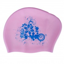 Ladies Fashion Lily Silicone Swimming Cap Waterproof Ear Wrap Hat, Pink