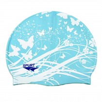 Professional Swimming Cap Waterproof Ear Protection Swim Cap Butterfly Blue