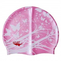 Professional Swimming Cap Waterproof Ear Protection Swim Cap Butterfly Pink