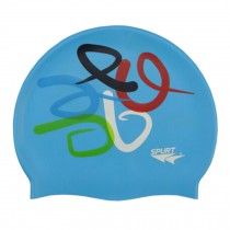 Professional Swimming Cap Waterproof Ear Protection Swim Cap Five Rings Blue