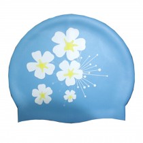 Professional Swimming Cap Waterproof Ear Protection Swim Cap Printing Light Blue