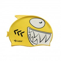 Lovely Cartoon Silicone Swim Cap Shark Yellow
