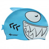 Lovely Cartoon Silicone Swim Cap Shark Light Blue