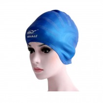Waterproof Silicone Swim Caps for Long Hair with Ergonomic Ear Pockets - Blue