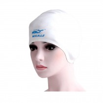 Waterproof Silicone Swim Caps for Long Hair with Ergonomic Ear Pockets - White