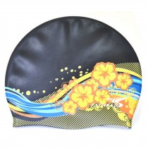 Premium Silicone Swim Cap Waterproof Swimming Hat for Women - Black