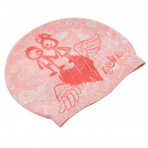 Girls Swim Cap Swimming Hat Silicone Swimming Kit Accessories, Pink