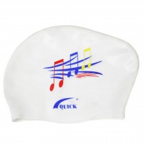 White Lok Fu Waterproof Ear Hair Swimming Cap??Long Special Silicone