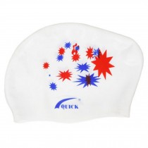 White Star Swimming Cap For Long Hair ,Special Silicone Cap