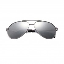 Fashion Aviator Metal Mirrored Polarized Sunglasses (Silver)