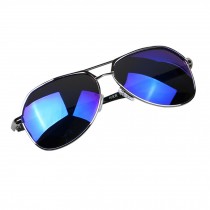 Classic Aviator Style Sunglasses Metal Frame Colored Lens UV Protection,Blue
