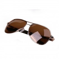Classic Aviator Style Sunglasses Metal Frame Colored Lens UV Protection,Brown