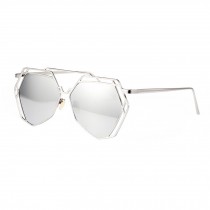 Modern Fashion Full Metal Flash Mirror Lens Sunglasses, Silvery