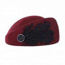 Women's Classic Beret Hat British style Hat, Wine Red