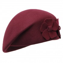 Ladies Elegant British Stylish Hat Fashionable Beret Hat, Wine Red