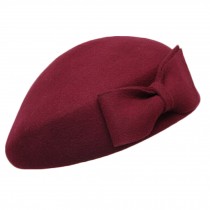 Elegant British Stylish Hat Fashionable Beret Hat For Ladies, Wine Red
