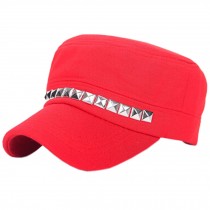 Unisex Outdoors Sports Cap Rivet Peaked Cap Adjustable Baseball Cap A-Red