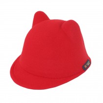 Fashion Sun Hat Winter Cat Ear Animal Equestrian Ears Fedora Cap With Devil Horns Ear Autumn  Red