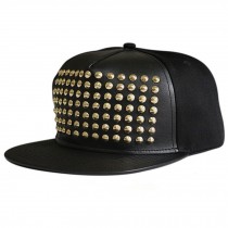 Punk Hip Hop Snapback Hats Baseball Cap Caps Rivets, Black