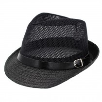 Fashion Breathable Mesh Straw Hat Fedora Hat Outdoor Hats Caps Unisex, Black
