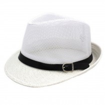 Unisex Breathable Mesh Straw Hat Fedora Hat Hats Caps Outdoor, White