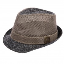 Fashionable Fedora Hat Straw Hat Mesh Sunhat Jazz Hats Caps, Grey