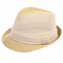 Fashionable Mesh Sunhat Fedora Hat Straw Hat Jazz Hats Caps, Beige