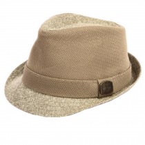 Khaki Fashionable Mesh Sunhat Fedora Hat Straw Hat Jazz Hats Summer Cap