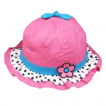 Princess Sun Protection Hat BabyGirl's Cotton  Hat With Flower, Rose Red