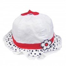 Baby Girls Sun Protection Hat Cotton  Princess Infant Hat With Flower,White