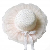Children Princess  Lace Bowknot Beach Hat Sun Hat Girls Hat,WHITE