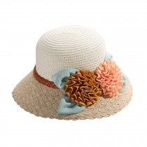 Two Flowers Fashion Stylish Women's/Girl's Straw Sun Hat khaki Beach Cap