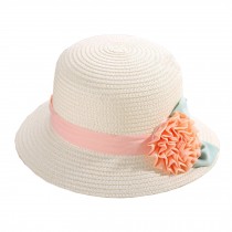 Women's/Girl's Fashion Stylish Single Flowers Beach white Straw Sun Hat Cap